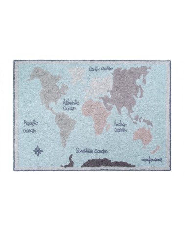 Tapis lavable carte du monde (140 x 200 cm)