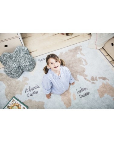 Tapis lavable carte du monde (140 x 200 cm)