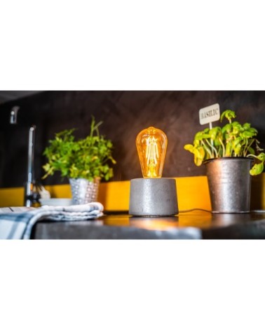 Lampe cylindrique en béton gris fabrication artisanale