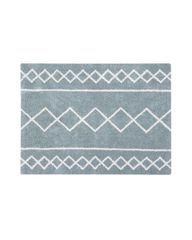 Tapis coton lavable vintage bleu 120x160cm