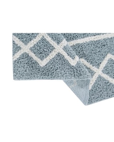 Tapis coton lavable vintage bleu 120x160cm