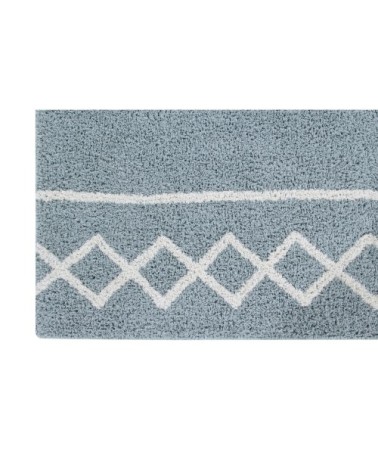Tapis coton lavable vintage bleu 120x160cm