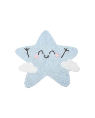 Tapis coton lavable étoile bleue 120x160cm