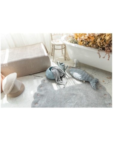 Tapis coton lavable ovale pomme de pin ivoire 130x180cm