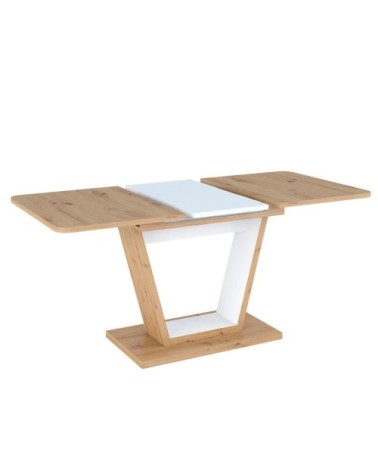 Table à manger extensible aspect chêne et blanc mat 120-160cm