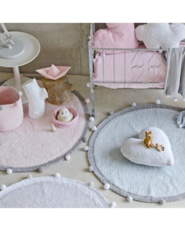 Tapis coton rond rose clair D120