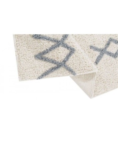 Tapis coton lavable vintage bleu 120x160cm