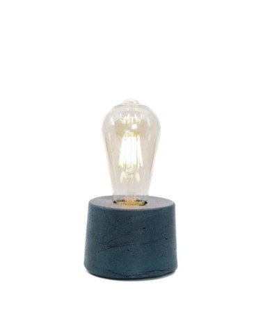 Lampe cylindrique en béton bleu pétrole fabrication artisanale