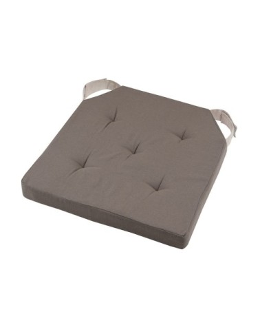 Lot de 4 galettes de chaise velcro en coton 38x38 cm taupe lin