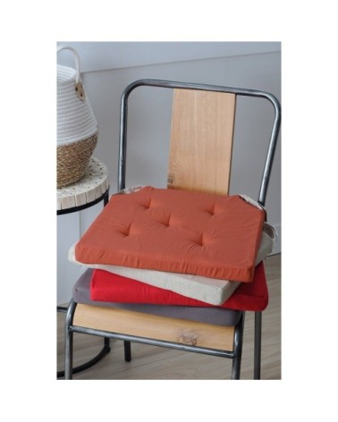 Lot de 4 galettes de chaise velcro en coton 38x38 cm taupe lin