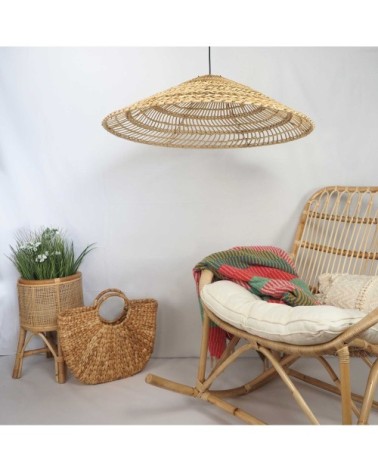 Suspension triangle en rotin forme conique D80