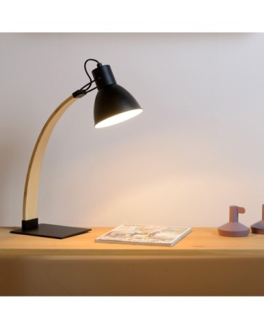 Lampe de bureau en bois noir