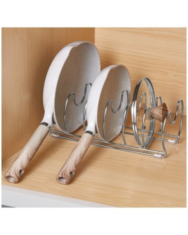 Rangement couvercles et poêles acier chrome - Argent