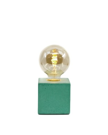 Lampe cube en béton turquoise fabrication artisanale