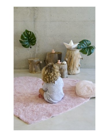 Tapis coton relief coeur rose 110x170cm