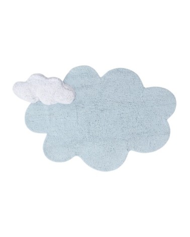 Tapis coton relief nuage bleu 110x170