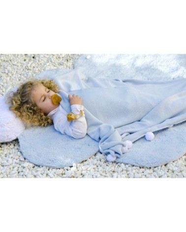 Tapis coton relief nuage bleu 110x170