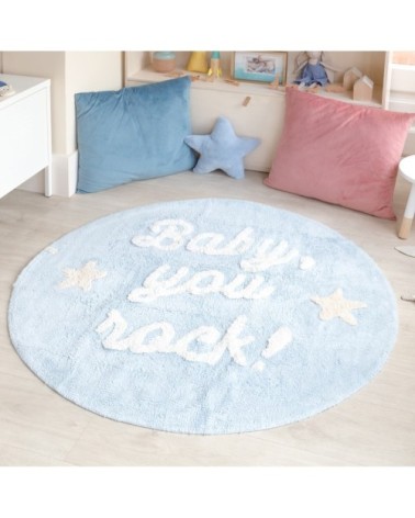 Tapis coton rond lavable baby, you rock! D120cm