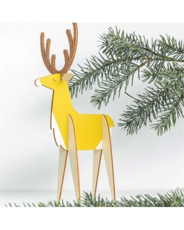 Décoration de Noël en bois renne en relief