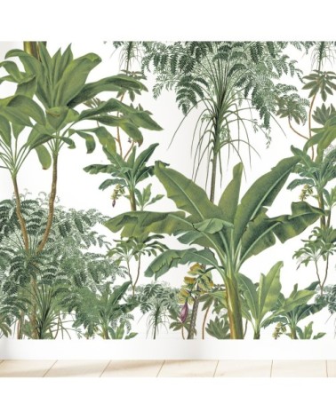Papier peint motifs bananiers blanc 425x260cm