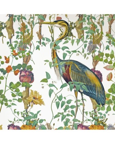 Papier peint motifs fleurs heron blanc 255x260cm