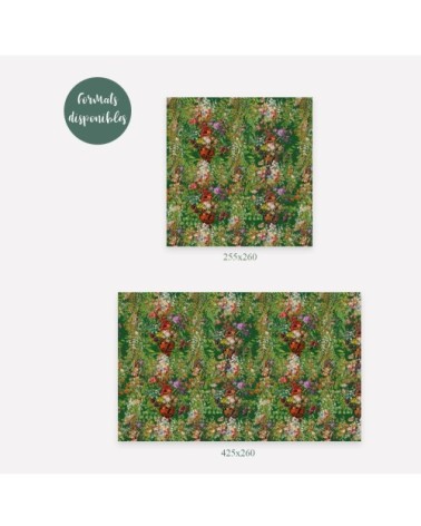 Papier peint motifs fleurs feuillage vert 425x260cm