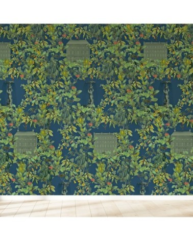 Papier peint motifs fontaine maison bleu 425x260cm