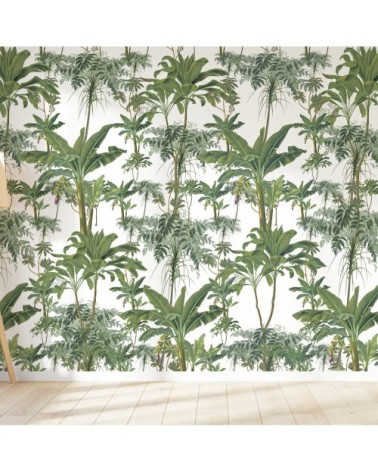 Papier peint motifs bananiers blanc 255x260cm