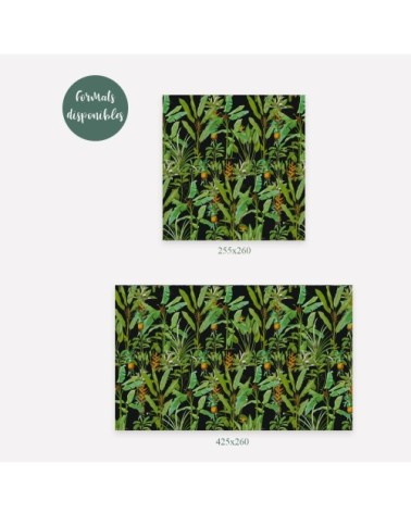 Papier peint motifs bananiers fleurs noir 255x260cm