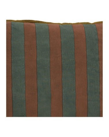 Housse de coussin en coton - bleu pétrole et terracotta - 40 x 30 cm