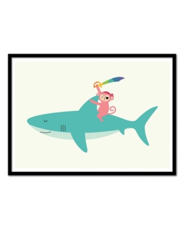 Affiche d'art avec Cadre bois noir - 50 x 70 cm