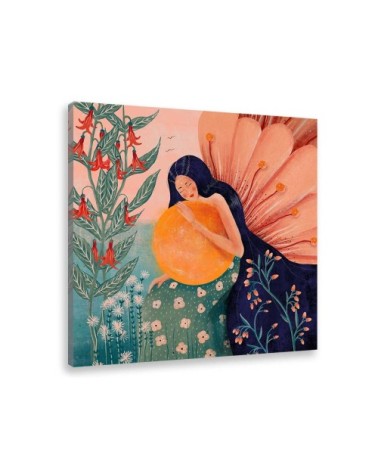 Tableau princesse aux fleurs toile imprimée 60x60cm