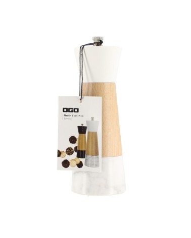 Moulin à sel en marbre et bois 17 cm