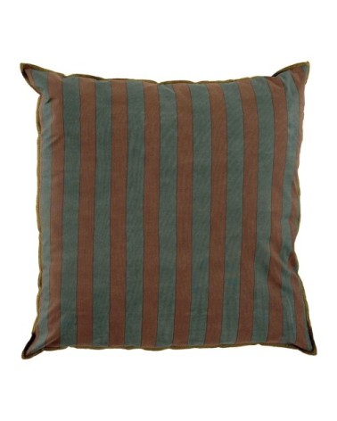 Housse de coussin en coton - bleu pétrole et terracotta - 50 x 50 cm