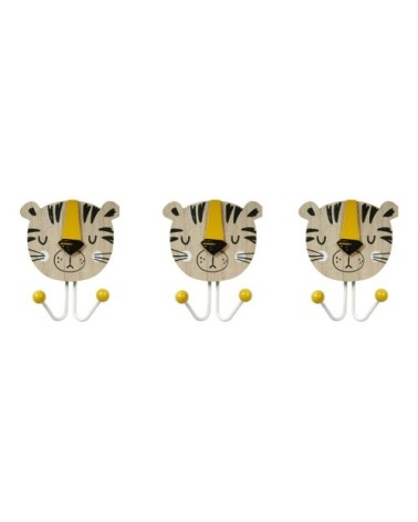 Lot de 3 patères tigre