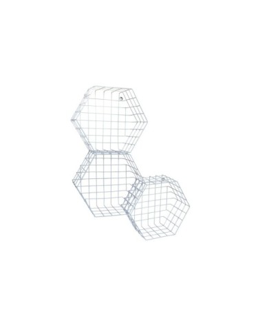 Trio d'étagères murales en métal blanc