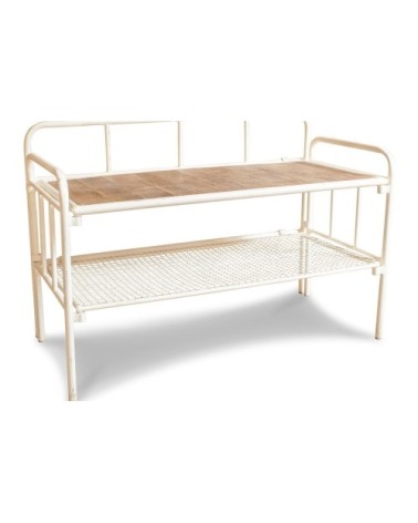 Banc d'entrée en métal blanc bois marron