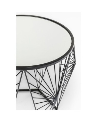 2 tables d'appoint en acier et verre miroir