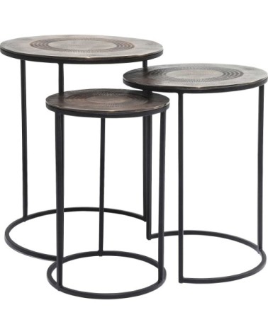 3 tables d'appoint gigognes en acier et aluminium