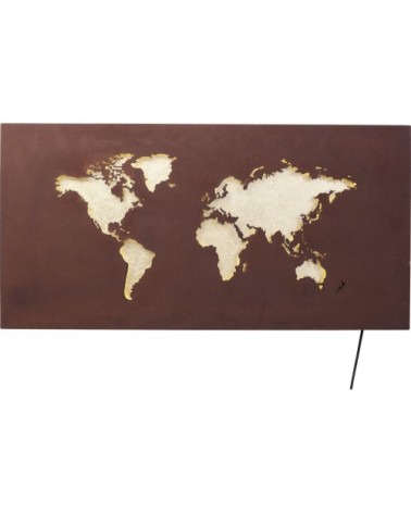 Applique carte du monde en acier