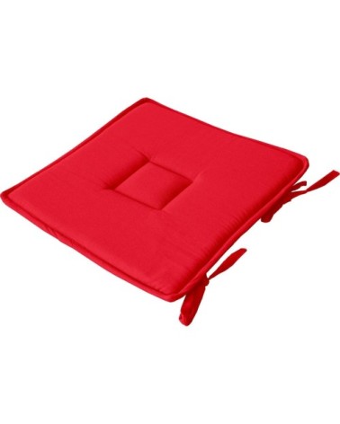 Galette plate unie en coton passepoil et nouettes rouge 40 x 40