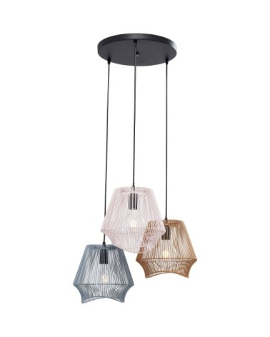 Suspension 3 abat-jours en acier tricolore
