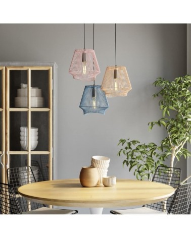 Suspension 3 abat-jours en acier tricolore