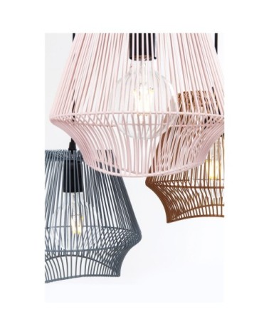 Suspension 3 abat-jours en acier tricolore