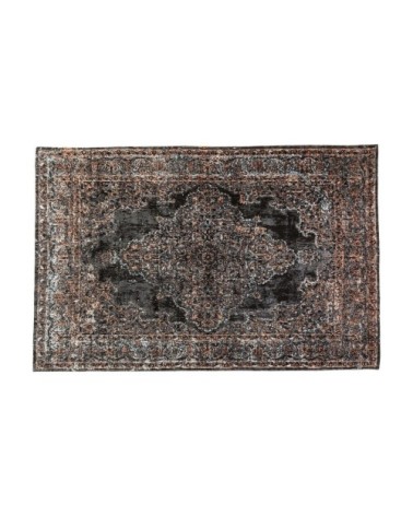 Tapis en coton noir, gris et orange 300x200