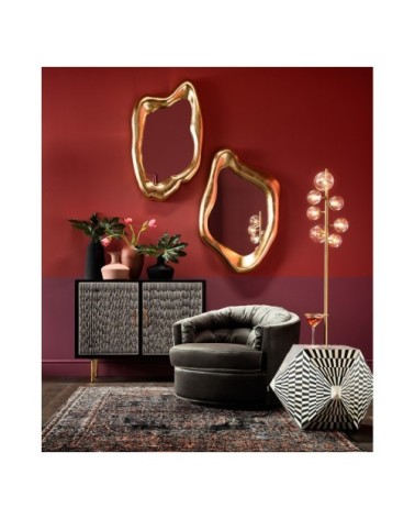 Tapis en coton noir, gris et orange 300x200