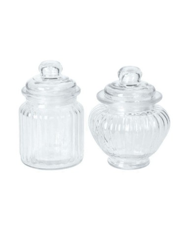 Set de 2 petites bonbonnières en verre classiques