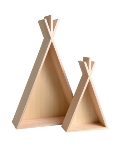 Étagères en bois enfant tipi H45cm et H26cm