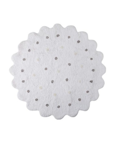 Tapis géométrique enfant en coton blanc Ø 140