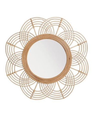 Miroir rond rotin naturel dia 62